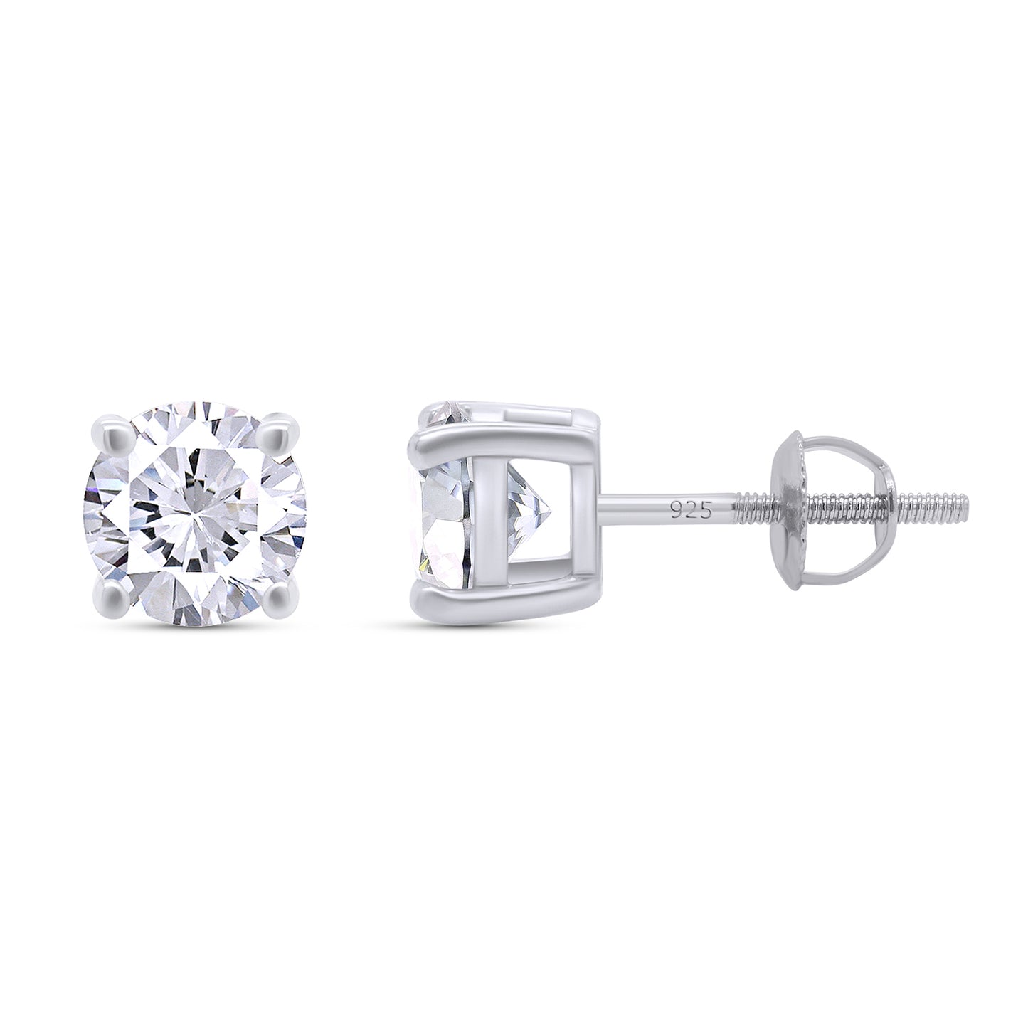 7.5MM Round Lab Created Moissanite Diamond Solitaire Stud Earrings for Women In 925 Sterling Silver
