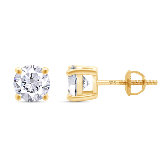 7.5MM Round Lab Created Moissanite Diamond Solitaire Stud Earrings for Women In 925 Sterling Silver