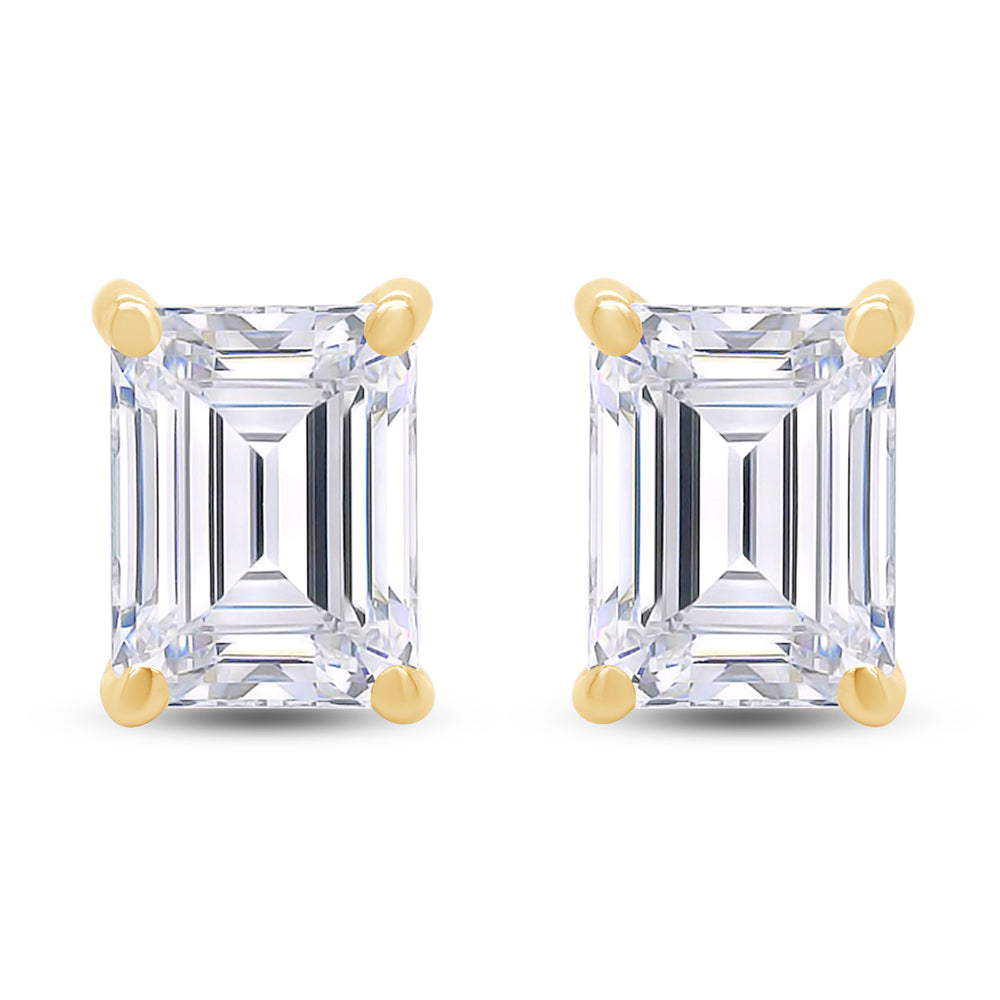 
                      
                        8X6MM Emerald Cut Lab Created Moissanite Diamond Solitaire Stud Earrings For Women In 925 Sterling Silver
                      
                    