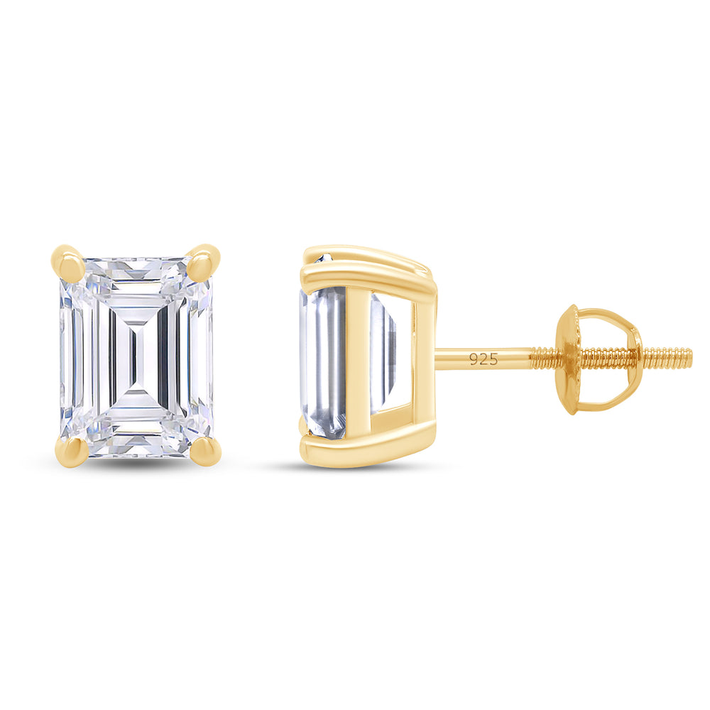 
                      
                        8X6MM Emerald Cut Lab Created Moissanite Diamond Solitaire Stud Earrings For Women In 925 Sterling Silver
                      
                    