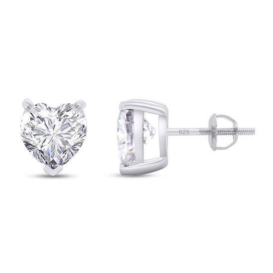 8MM Heart Lab Created Moissanite Diamond Solitaire Stud Earrings In 925 Sterling Silver