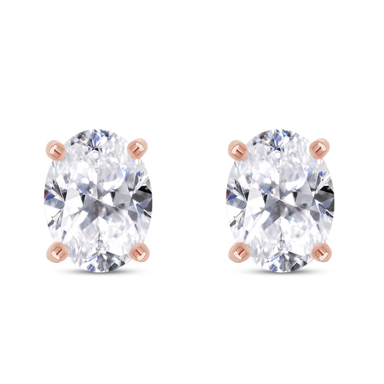 9X7MM Oval Cut Lab Created Moissanite Diamond Solitaire Stud Earrings For Women In 925 Sterling Silver