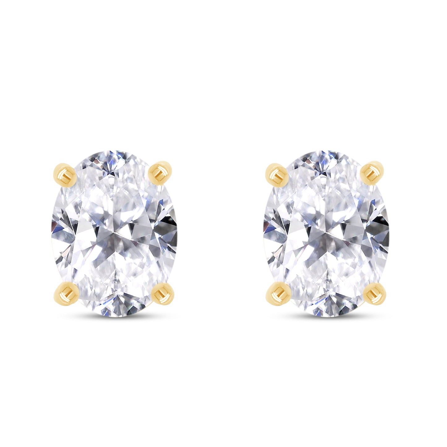 9X7MM Oval Cut Lab Created Moissanite Diamond Solitaire Stud Earrings For Women In 925 Sterling Silver