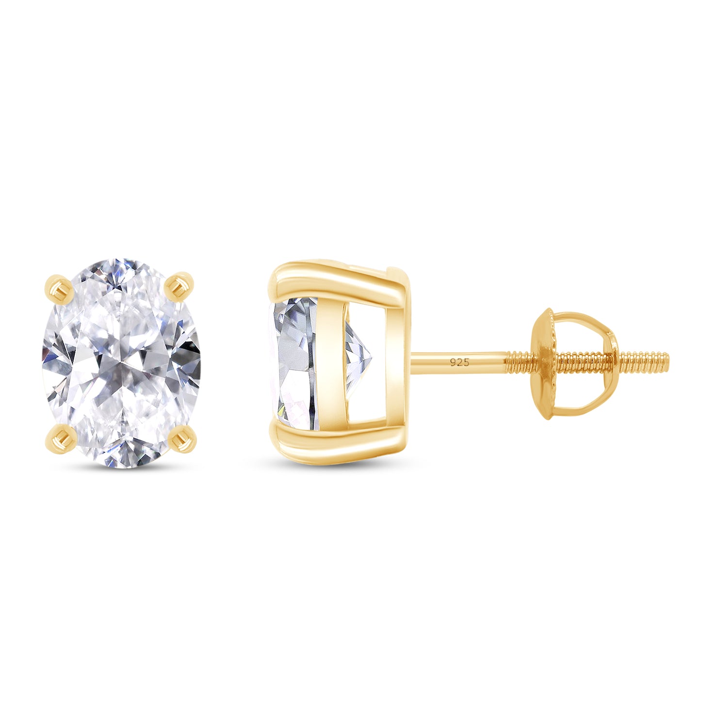 9X7MM Oval Cut Lab Created Moissanite Diamond Solitaire Stud Earrings For Women In 925 Sterling Silver