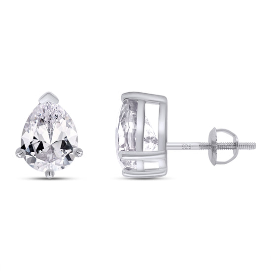 9X7MM Pear Lab Created Moissanite Diamond Solitaire Stud Earrings For Women In 925 Sterling Silver