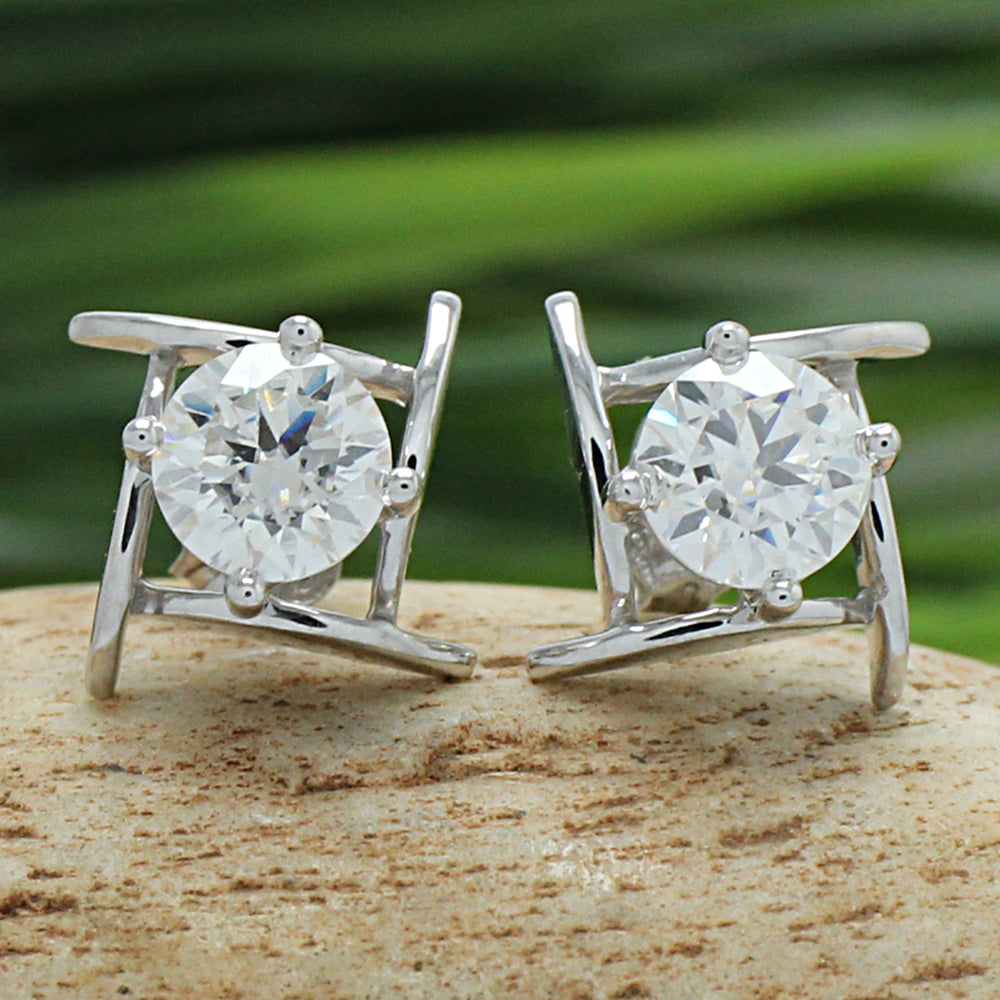 
                      
                        6MM Round Lab Created Moissanite Diamond Solitaire Stud Earrings For Women In 925 Sterling Silver
                      
                    