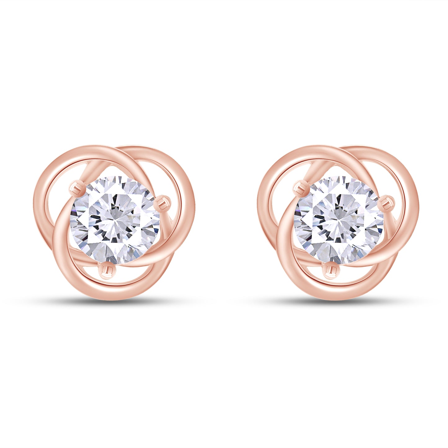 6MM Round Lab Created Moissanite Diamond Solitaire Love Knot Stud Earrings In 925 Sterling Silver