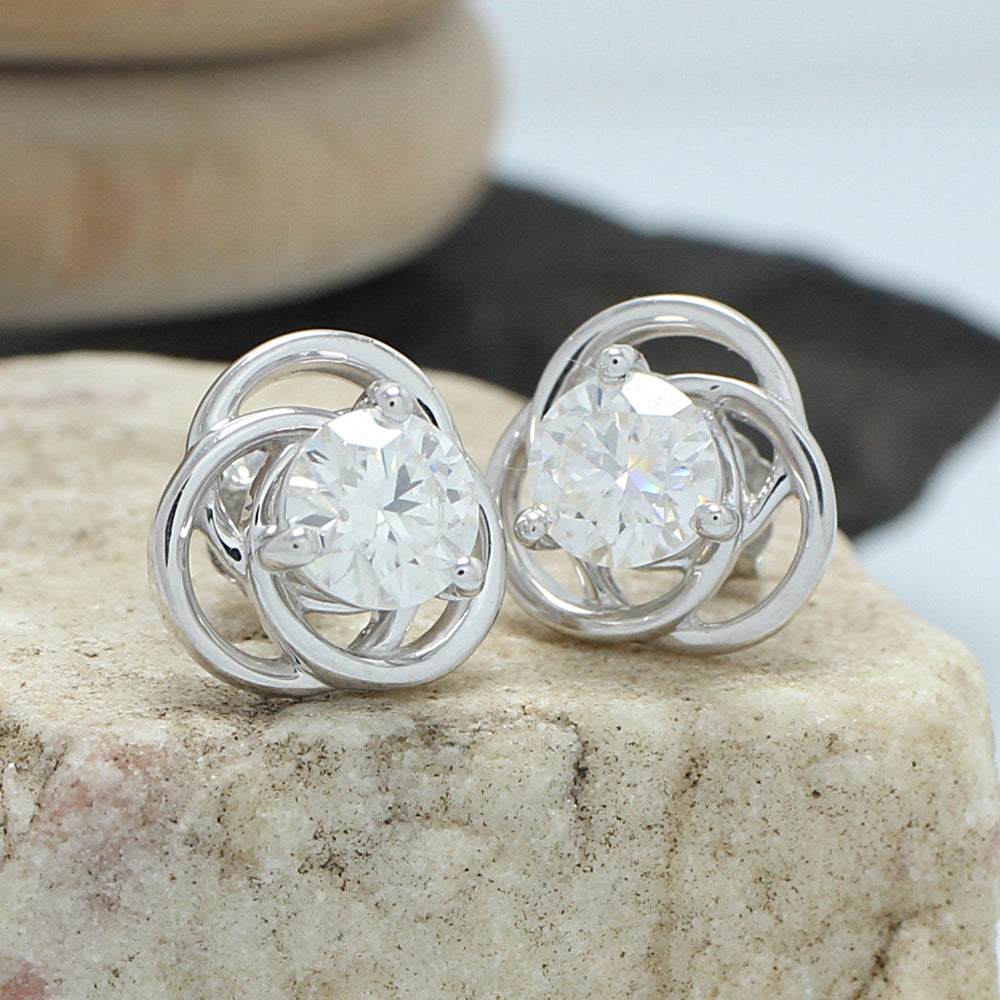 
                      
                        6MM Round Lab Created Moissanite Diamond Solitaire Love Knot Stud Earrings In 925 Sterling Silver
                      
                    