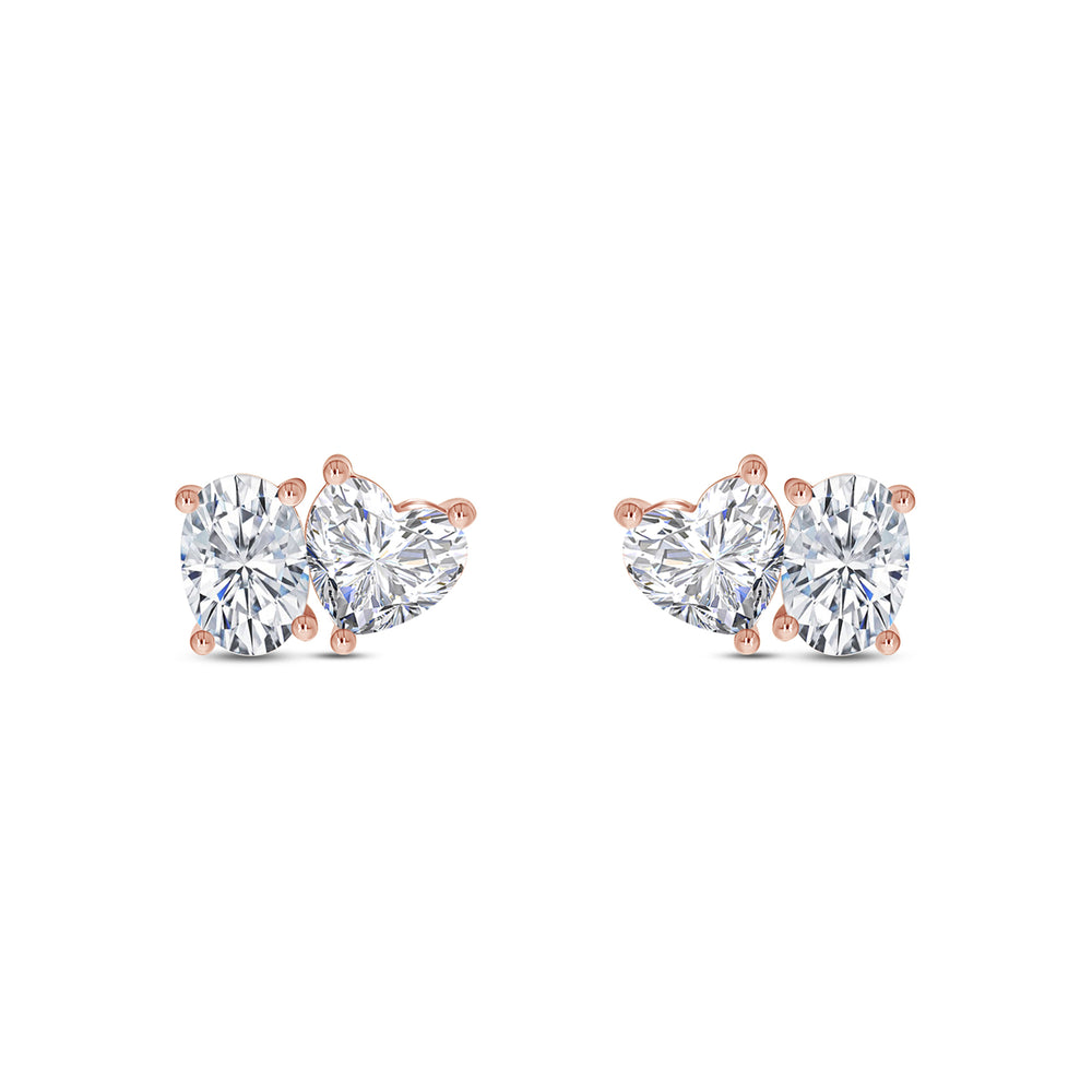 
                      
                        Oval & Heart Cut Lab Created Moissanite Diamond 2 Stone Toi Et Moi Stud Earring In 925 Sterling Silver (1.70 Cttw)
                      
                    