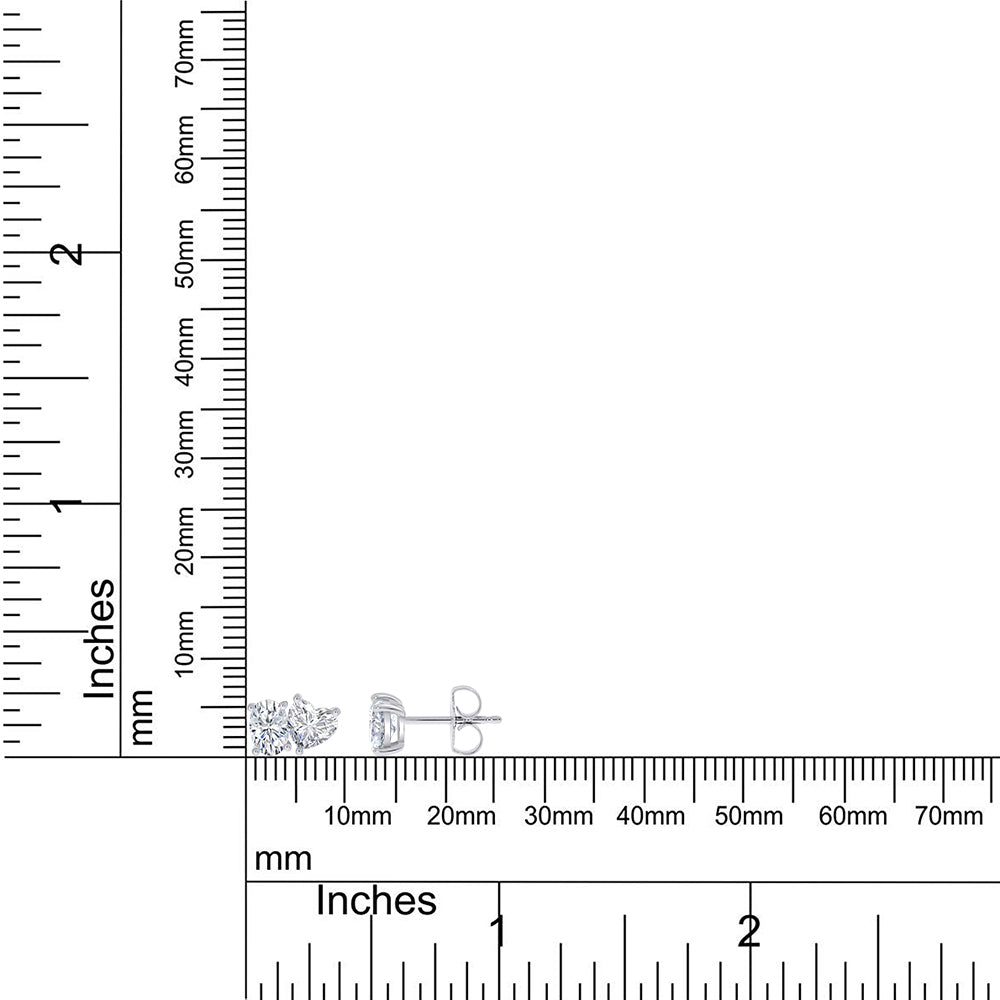 
                      
                        Oval & Heart Cut Lab Created Moissanite Diamond 2 Stone Toi Et Moi Stud Earring In 925 Sterling Silver (1.70 Cttw)
                      
                    