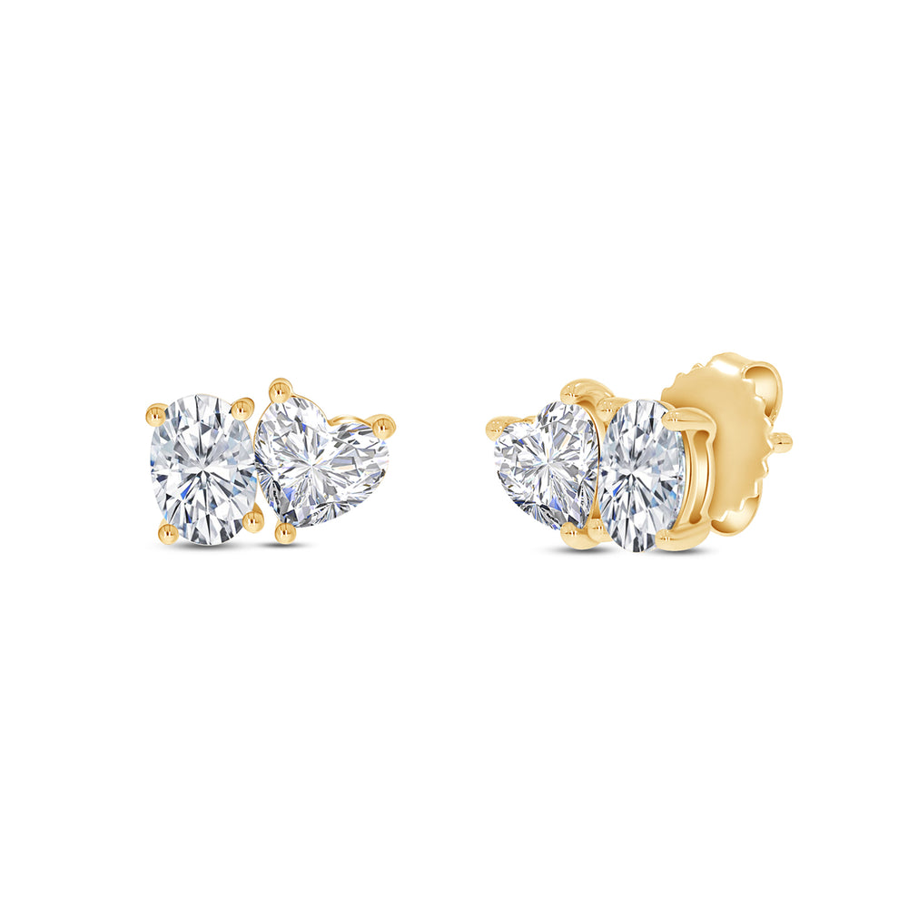 
                      
                        Oval & Heart Cut Lab Created Moissanite Diamond 2 Stone Toi Et Moi Stud Earring In 925 Sterling Silver (1.70 Cttw)
                      
                    