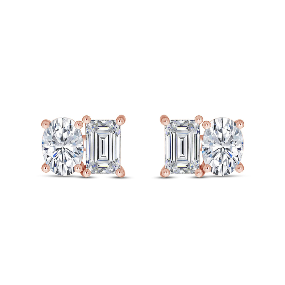 
                      
                        Oval & Emerald Cut Lab Created Moissanite Diamond 2 Stone Toi Et Moi Stud Earring In 925 Sterling Silver (1.64 Cttw)
                      
                    