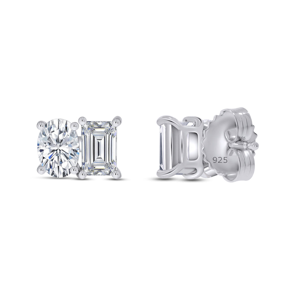 
                      
                        Oval & Emerald Cut Lab Created Moissanite Diamond 2 Stone Toi Et Moi Stud Earring In 925 Sterling Silver (1.64 Cttw)
                      
                    