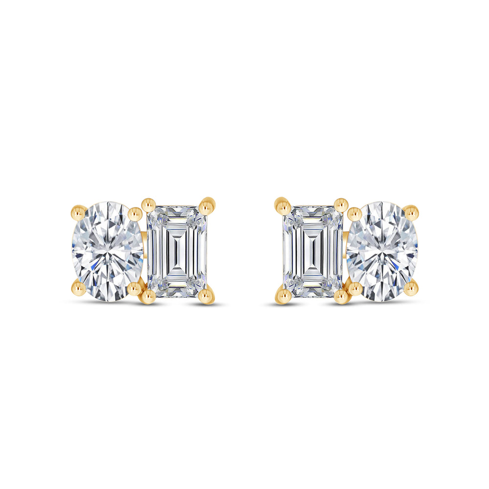 
                      
                        Oval & Emerald Cut Lab Created Moissanite Diamond 2 Stone Toi Et Moi Stud Earring In 925 Sterling Silver (1.64 Cttw)
                      
                    