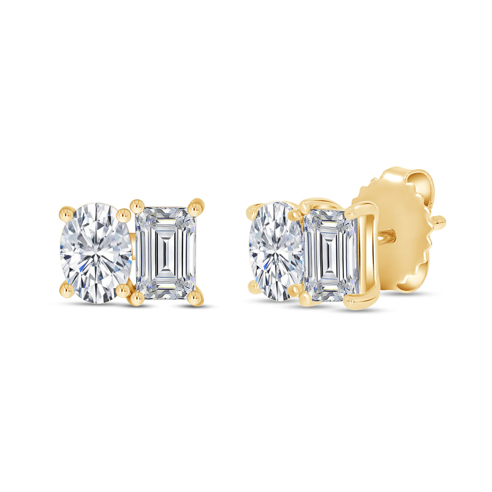 
                      
                        Oval & Emerald Cut Lab Created Moissanite Diamond 2 Stone Toi Et Moi Stud Earring In 925 Sterling Silver (1.64 Cttw)
                      
                    