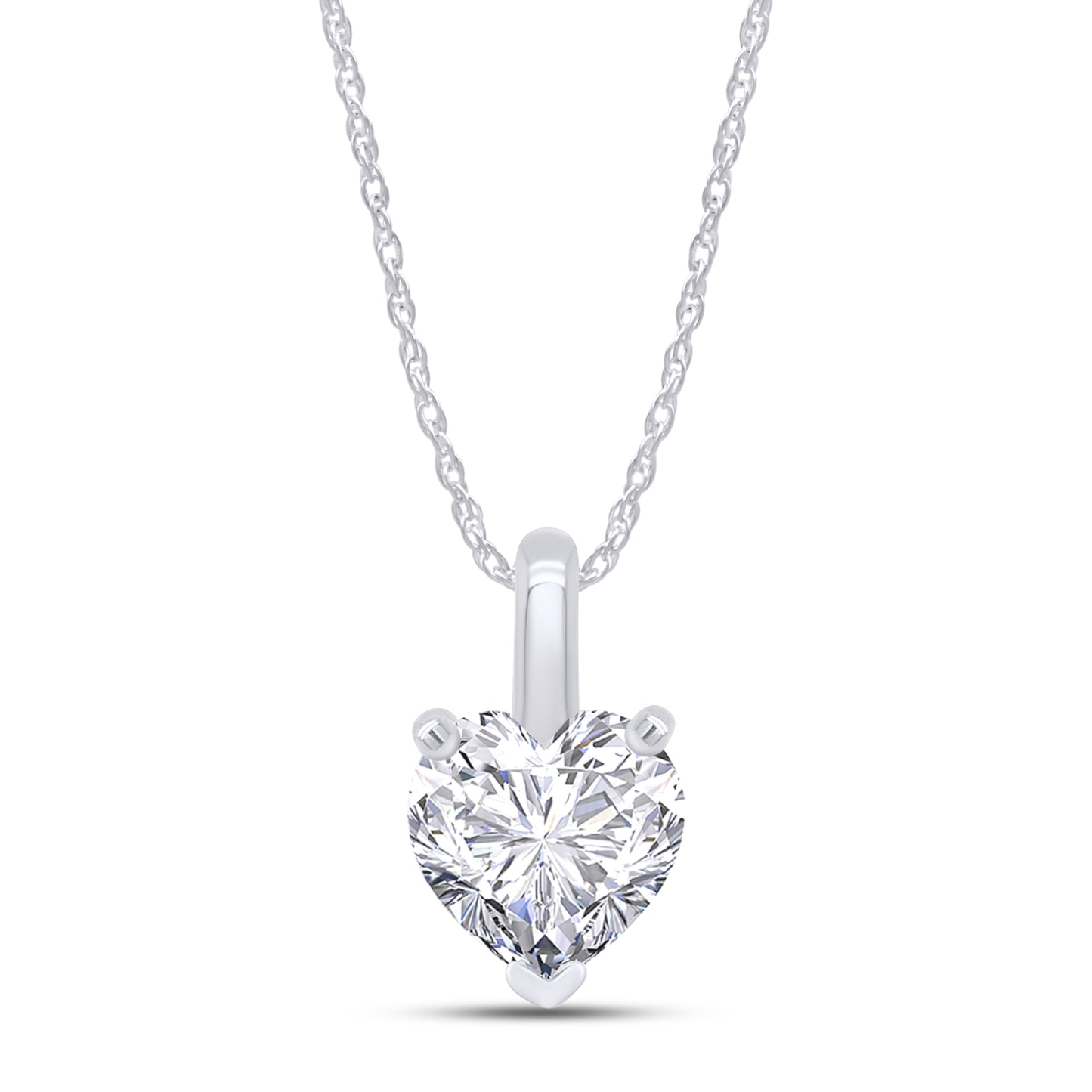 Heart Shape Lab Created Moissanite Diamond Solitaire Pendant Chain Necklace 925 Sterling Silver Jewelry For Women (1.75 Cttw)