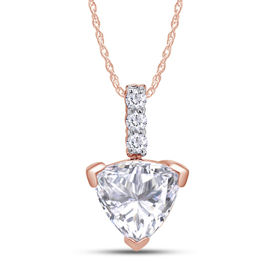 8MM Trillion Cut Moissanite Diamond Solitaire Pendent Necklace For Women In 925 Sterling Silver