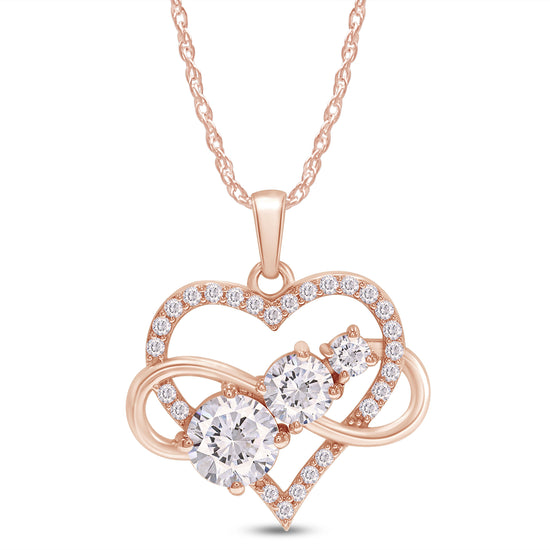 1 3/4 Carat Round Lab Created Moissanite Diamond Infinity Love Heart Pendant Necklace For Women In 925 Sterling Silver (1.75 Cttw)
