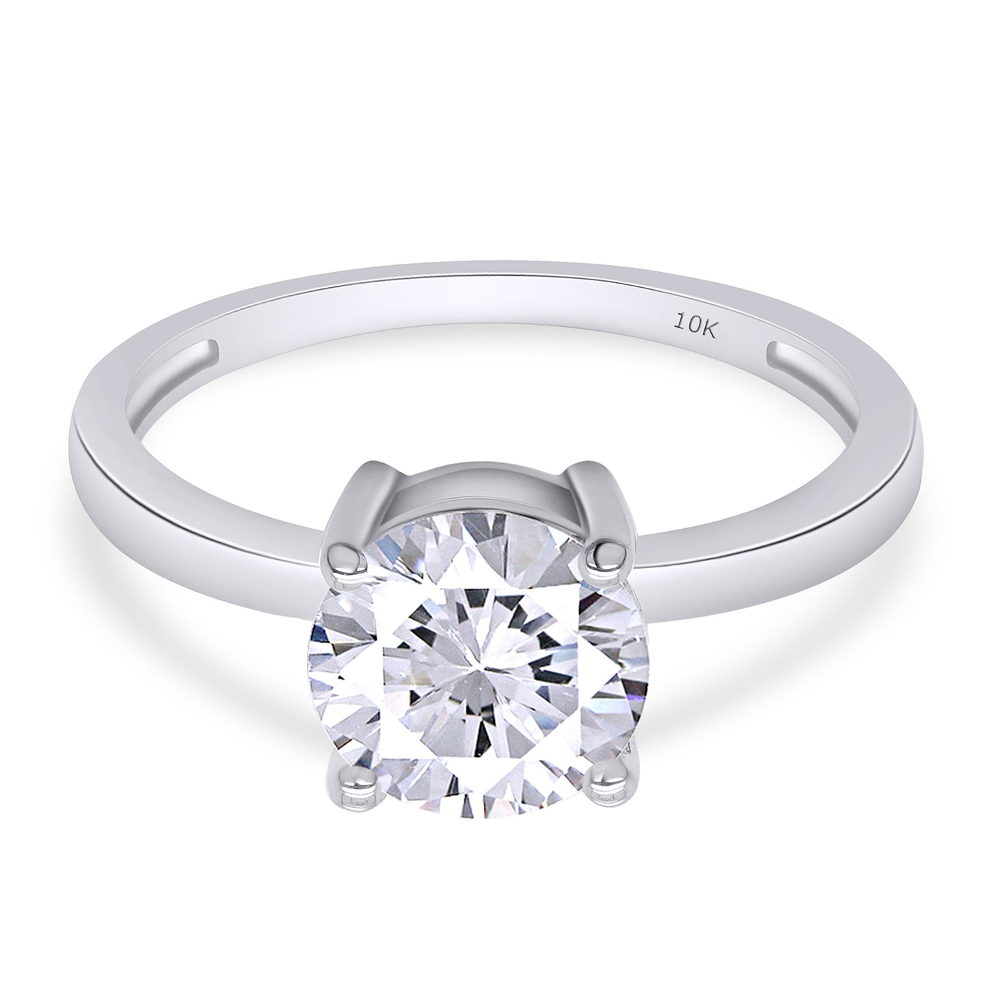 7.5MM Round Cut Lab Created Moissanite Diamond Engagement Ring In 10K Or 14K Solid Gold (1.50 Cttw)