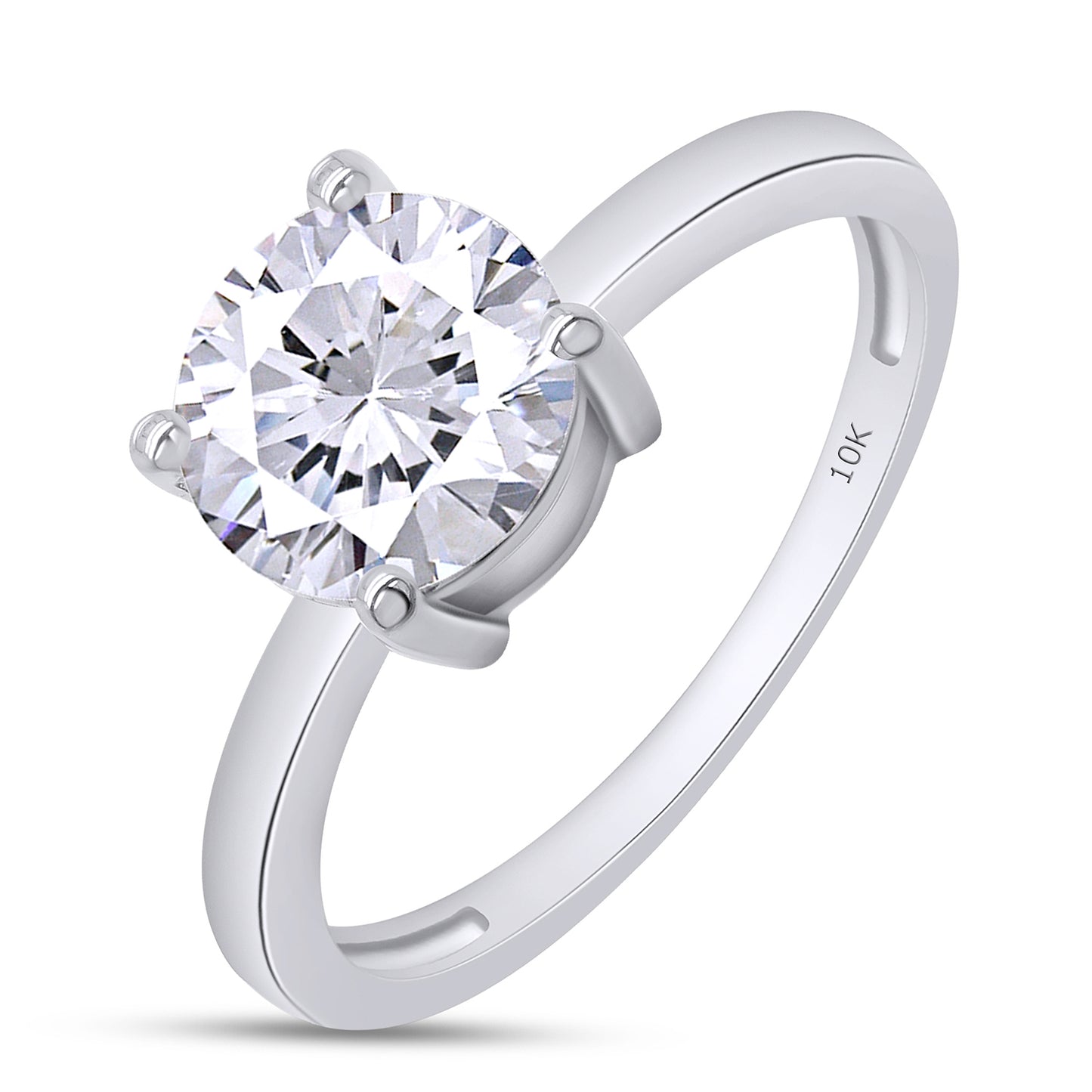 7.5MM Round Cut Lab Created Moissanite Diamond Engagement Ring In 10K Or 14K Solid Gold (1.50 Cttw)