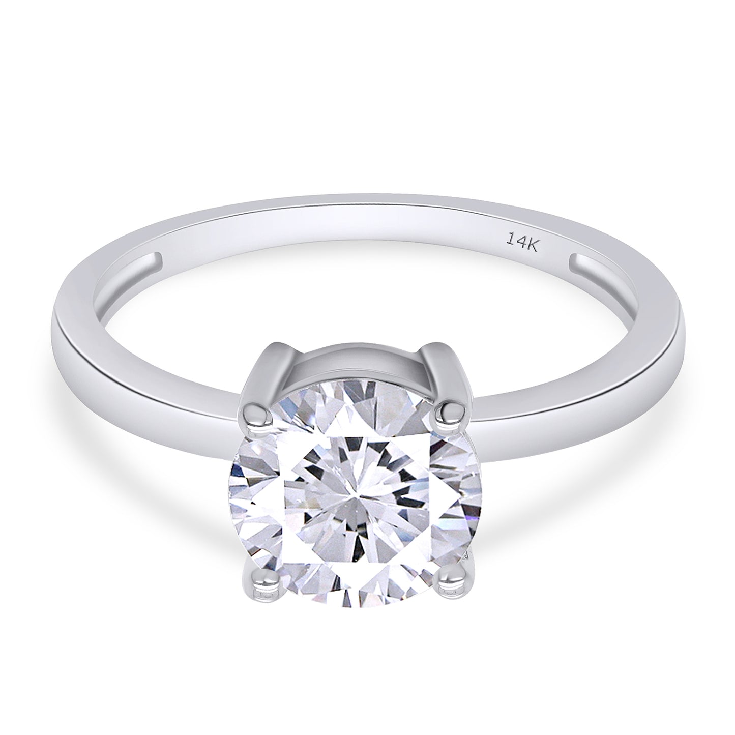 Load image into Gallery viewer, 7.5MM Round Cut Lab Created Moissanite Diamond Engagement Ring In 10K Or 14K Solid Gold (1.50 Cttw)
