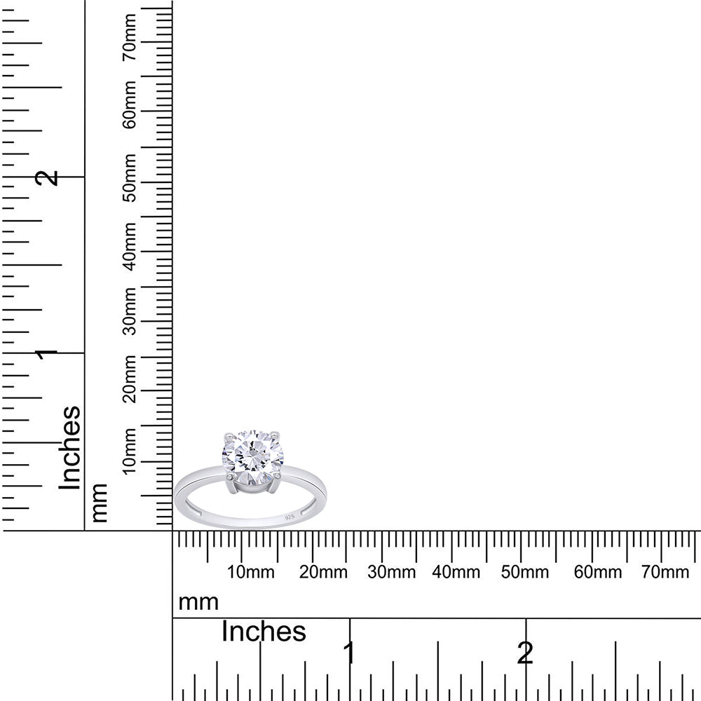 1 1/2 Carat 7.5MM Round Lab Created Moissanite Diamond Solitaire Ring For Women In 925 Sterling Silver