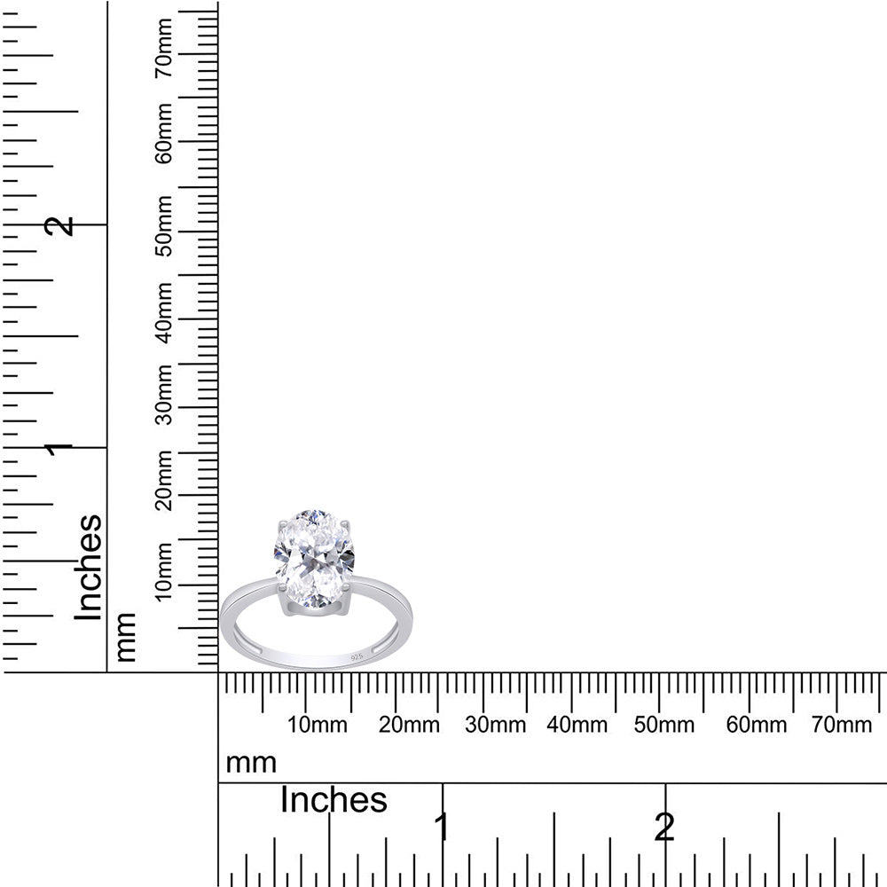 2 Carat 9X7MM Oval Lab Created Moissanite Diamond Solitaire Ring In 925 Sterling Silver