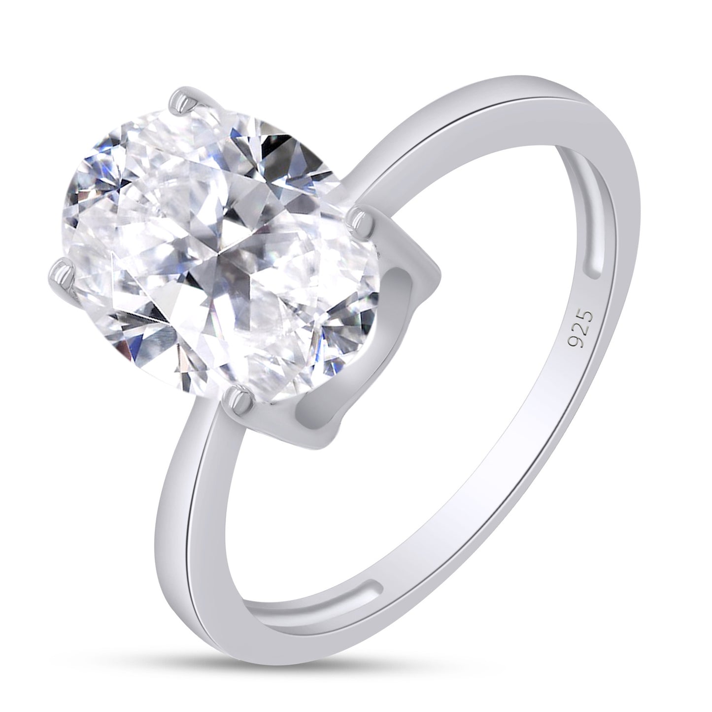 2 Carat 9X7MM Oval Lab Created Moissanite Diamond Solitaire Ring In 925 Sterling Silver