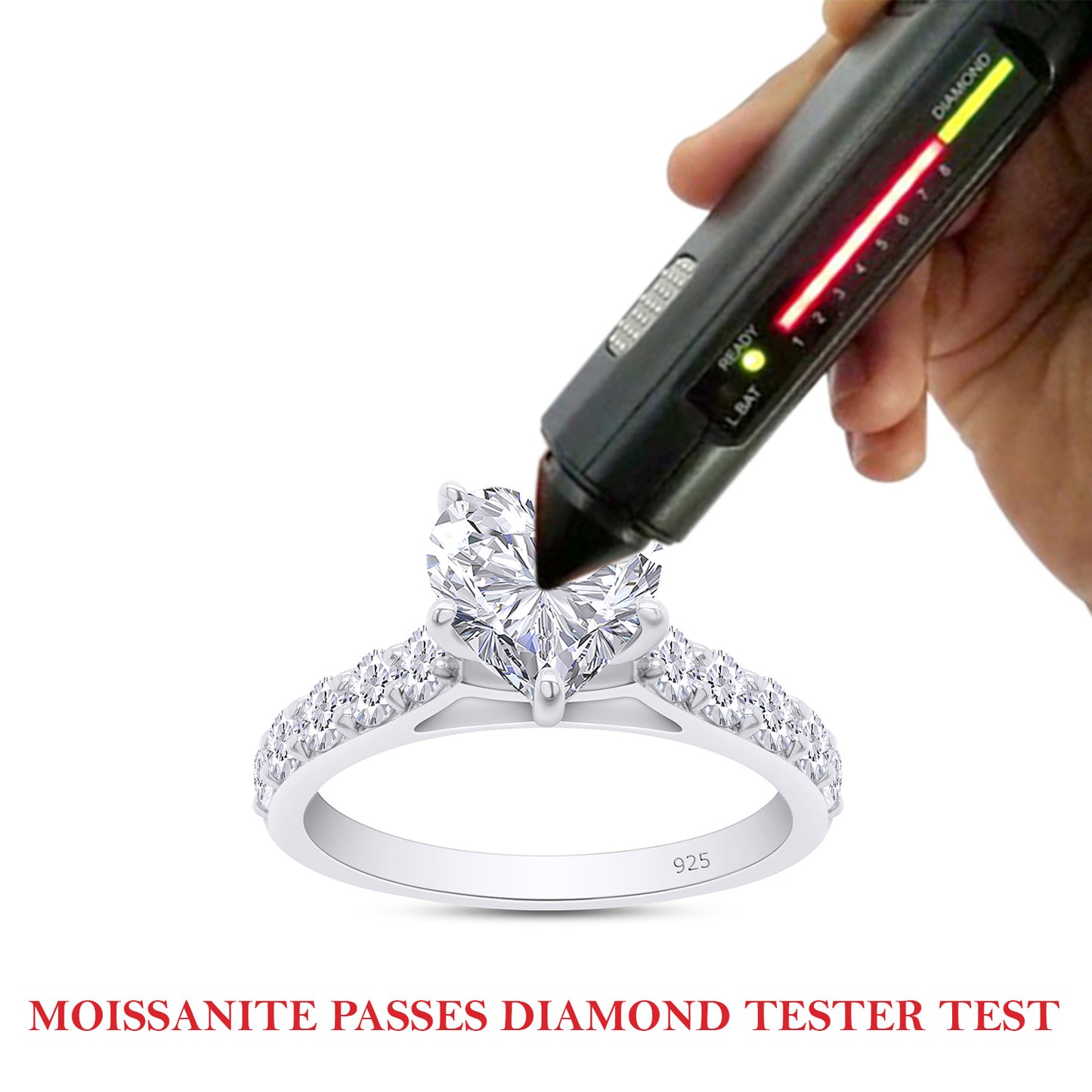 Load image into Gallery viewer, 7MM Heart &amp;amp; Round Cut Lab Created Moissanite Diamond Promise Ring In 925 Sterling Silver
