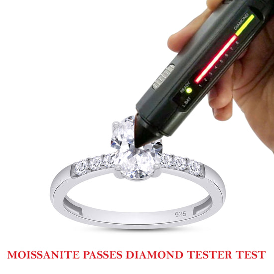 1.50 Carat 8X6MM Oval Lab Created Moissanite Diamond Solitaire Engagement Ring For Women In 925 Sterling Silver