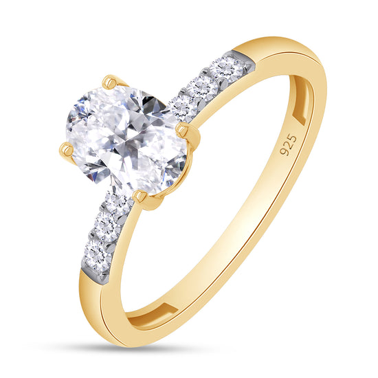 1.50 Carat 8X6MM Oval Lab Created Moissanite Diamond Solitaire Engagement Ring For Women In 925 Sterling Silver
