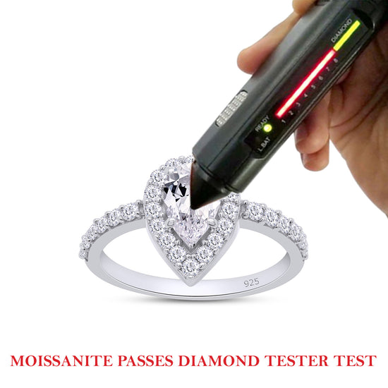 Load image into Gallery viewer, 8X5MM Pear Cut Lab Created Moissanite Diamond Teardrop Halo Engagement Ring In 925 Sterling Silver (1.25 Cttw)
