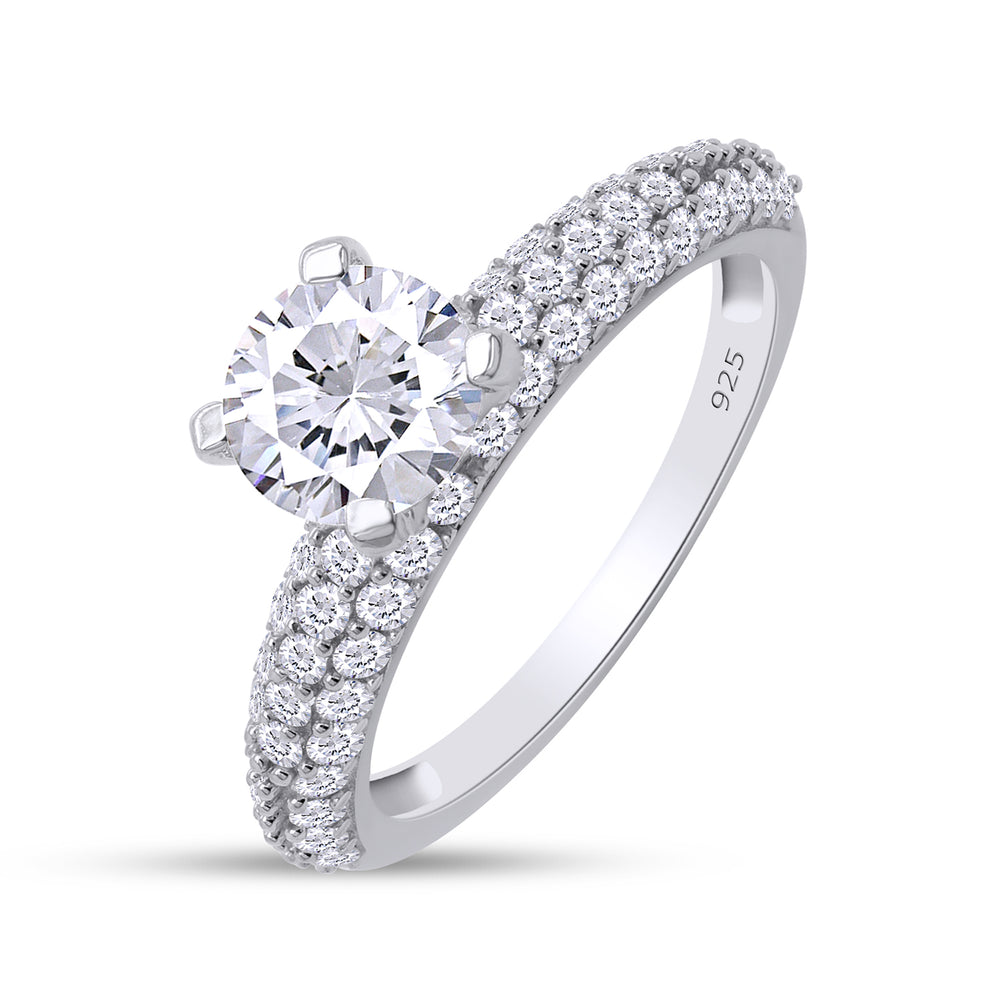 
                      
                        6.5MM Center Round Cut Lab Created Moissanite Diamond Triple Row Engagement Ring In 925 Sterling Silver (1.75 Cttw)
                      
                    