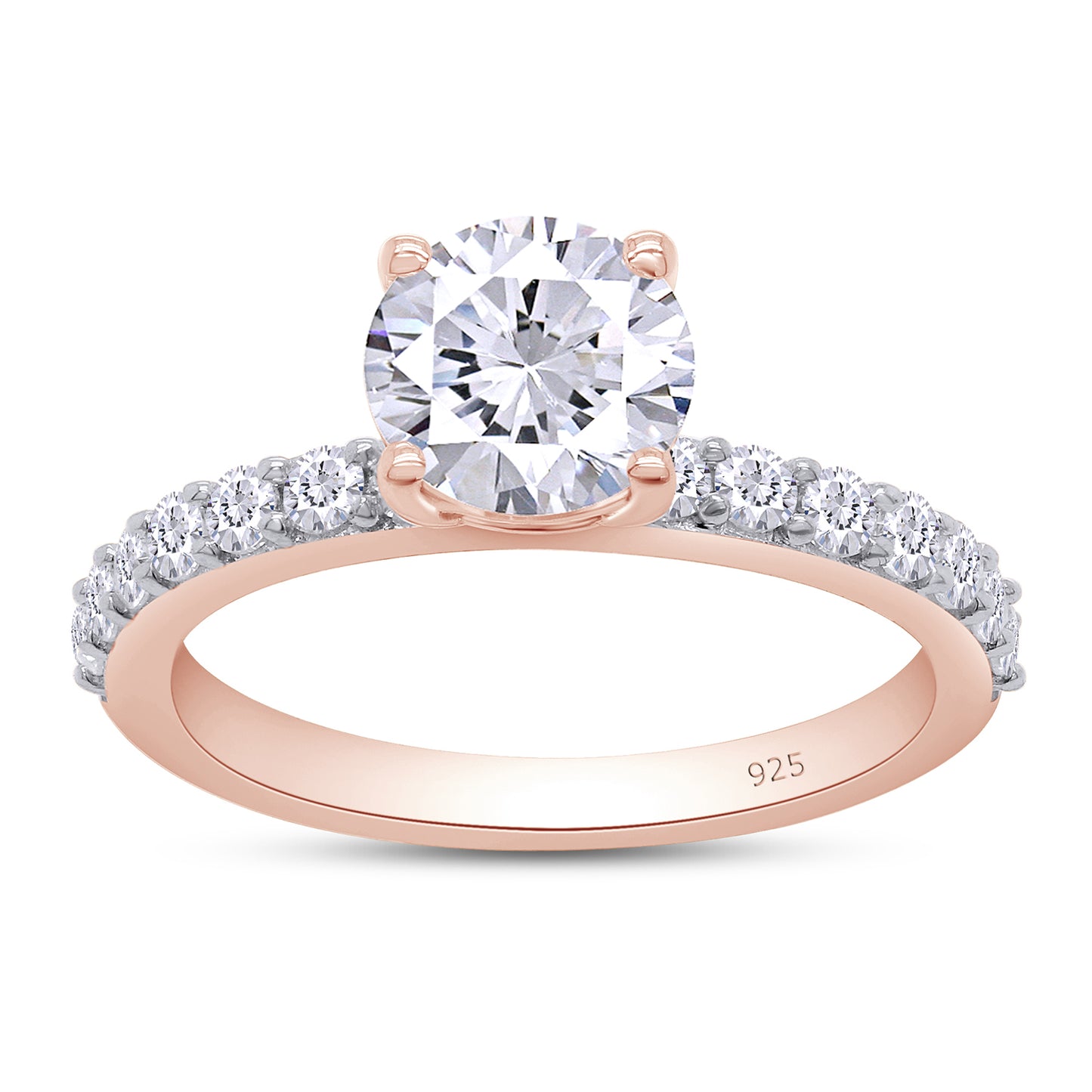 1.40 Carat 6.5MM Round Lab Created Moissanite Diamond Solitaire Engagement Ring For Women In 925 Sterling Silver