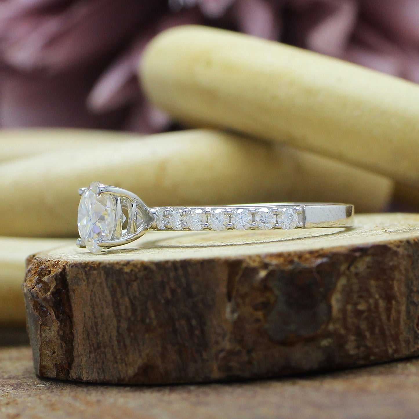 1.40 Carat 6.5MM Round Lab Created Moissanite Diamond Solitaire Engagement Ring For Women In 925 Sterling Silver