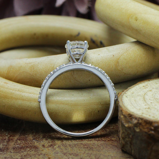 1.40 Carat 6.5MM Round Lab Created Moissanite Diamond Solitaire Engagement Ring For Women In 925 Sterling Silver
