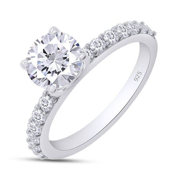 1.40 Carat 6.5MM Round Lab Created Moissanite Diamond Solitaire Engagement Ring For Women In 925 Sterling Silver