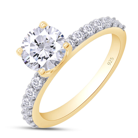 1.40 Carat 6.5MM Round Lab Created Moissanite Diamond Solitaire Engagement Ring For Women In 925 Sterling Silver