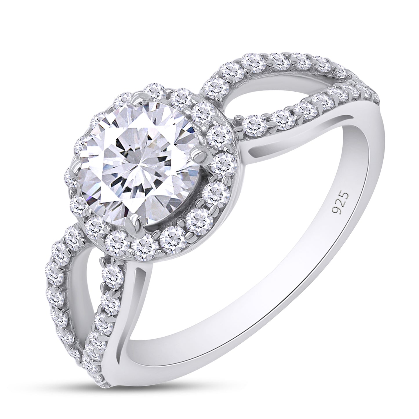 Load image into Gallery viewer, 1.40 Carat 6.5MM Round Lab Created Moissanite Diamond Infinity Halo Engagement Ring In 925 Sterling Silver
