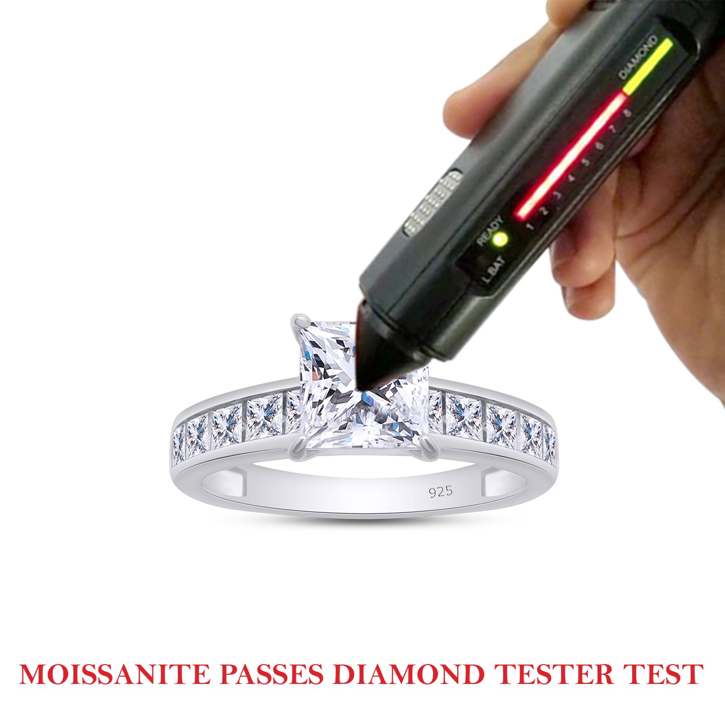 6MM Princess Lab Created Moissanite Diamond Engagement Ring For Women In 925 Sterling Silver( 2.20 Cttw)