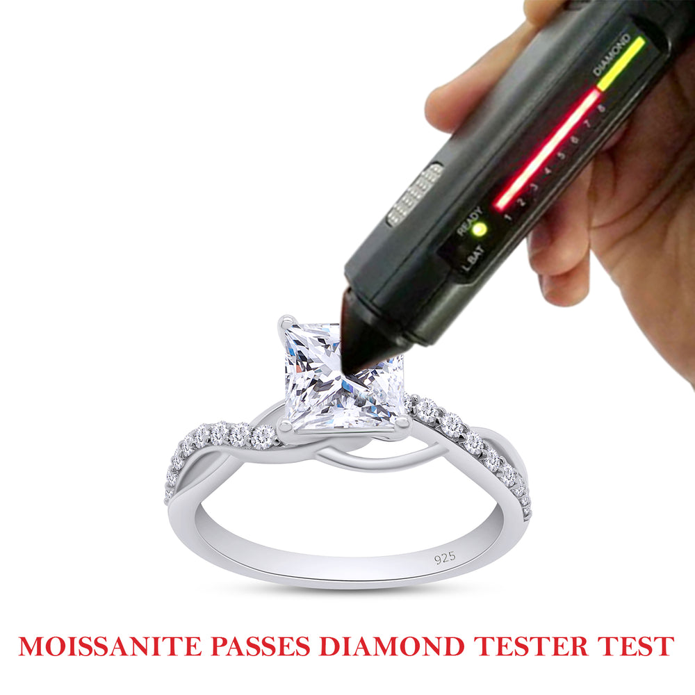 
                      
                        1.25 carat 6MM Princess Lab Created Moissanite Diamond Infinity Split Shank Engagement Ring In 925 Sterling Silver
                      
                    