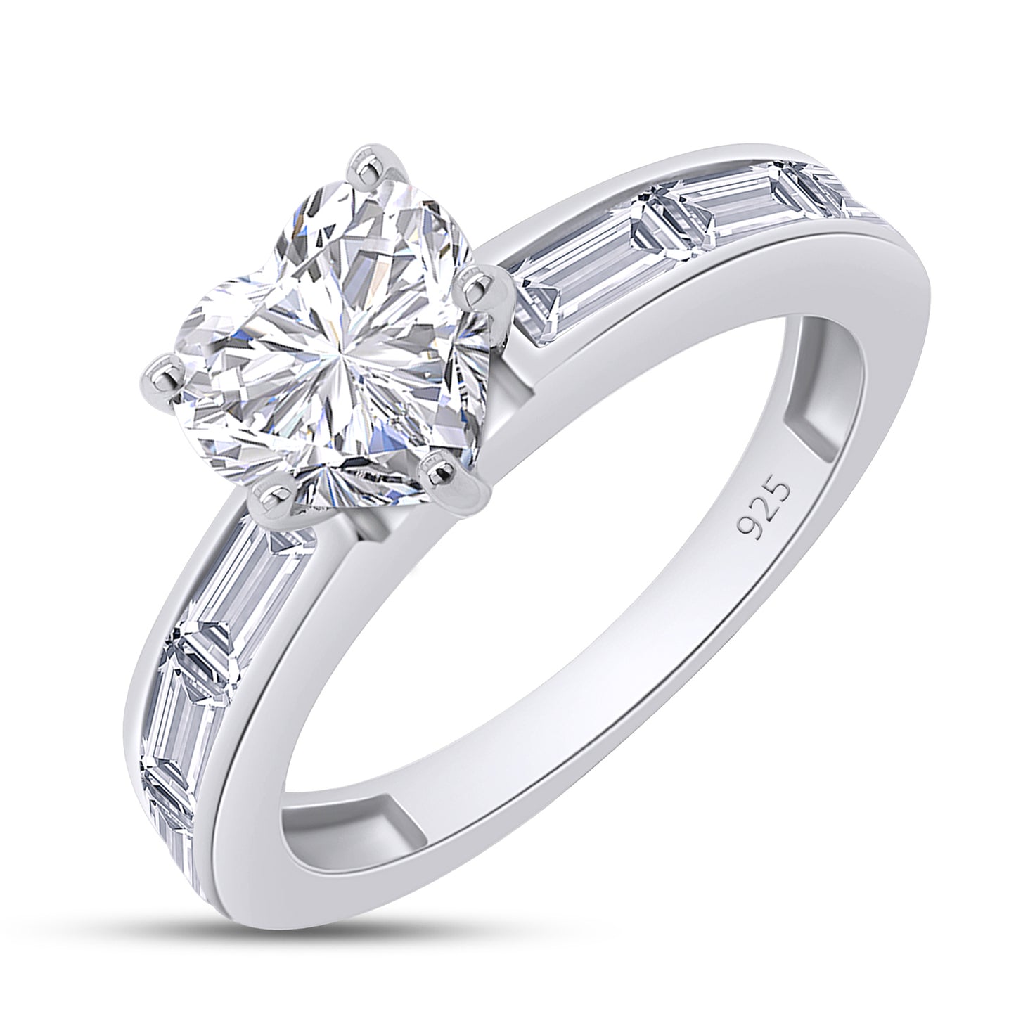 Load image into Gallery viewer, 7MM Heart Cut Lab Created Moissanite Diamond Promise Ring In 925 Sterling Silver (2.50 Cttw)
