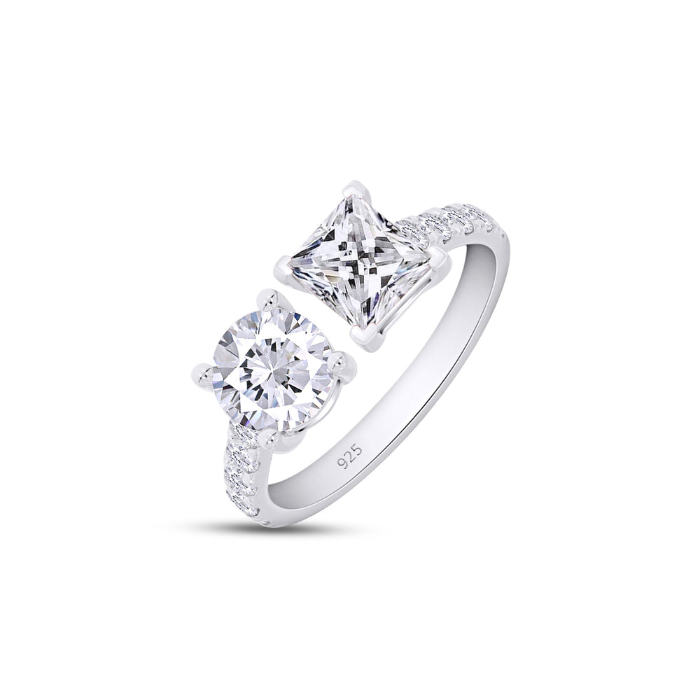 
                      
                        2 Carat Princess & Round Cut Lab Created Moissanite Adjustable Toi Et Moi Ring In 925 Sterling Silver
                      
                    