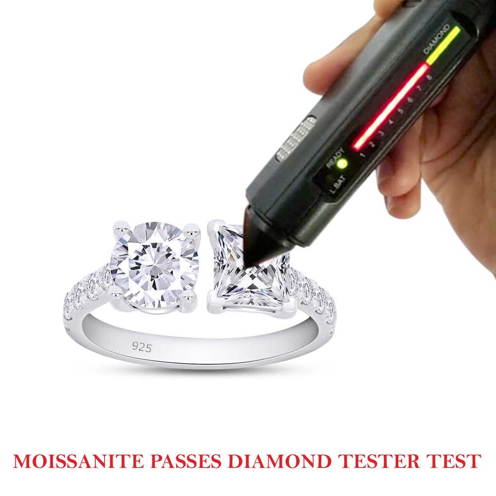 
                      
                        2 Carat Princess & Round Cut Lab Created Moissanite Adjustable Toi Et Moi Ring In 925 Sterling Silver
                      
                    