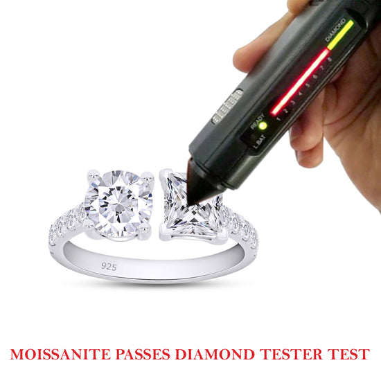 2 Carat Princess & Round Cut Lab Created Moissanite Adjustable Toi Et Moi Ring In 925 Sterling Silver