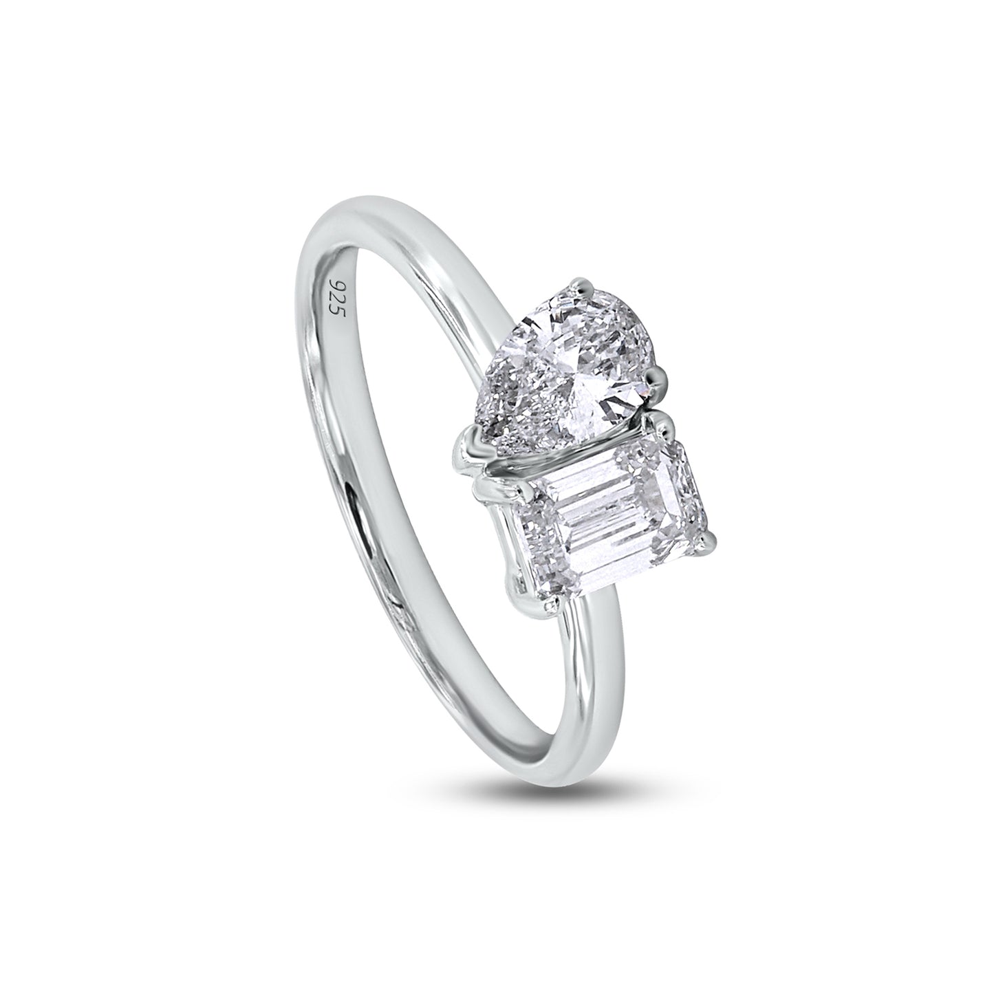 1 Carat Lab Created Moissanite Diamond Toi Et Moi 2-Stone Engagement Ring For Women In 925 Sterling Silver