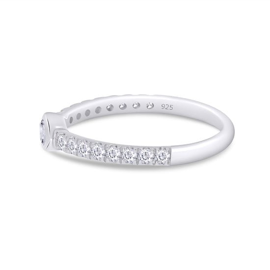 Pear & Round Cut Lab Created Moissanite Diamond Bezel Set Wedding Band In 925 Sterling Silver (0.50 Cttw)