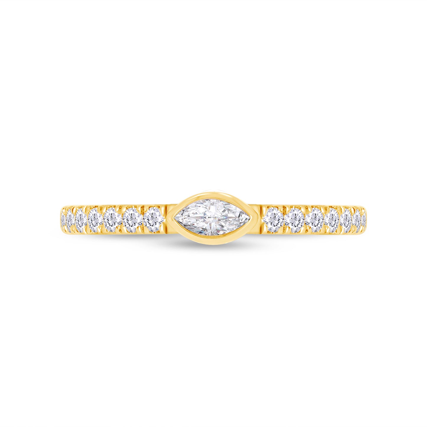 Marquise & Round Cut Lab Created Moissanite Diamond Bezel Set Wedding Band In 925 Sterling Silver (0.50 Cttw)