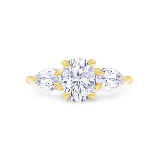 Oval & Pear Lab Created Moissanite Diamond 3-Stone Engagement Ring For Women In 925 Sterling Silver ( 2.10 Cttw)