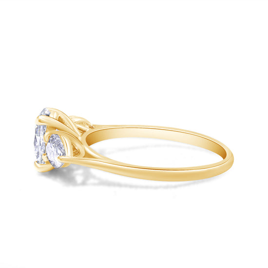 Oval & Pear Lab Created Moissanite Diamond 3-Stone Engagement Ring For Women In 925 Sterling Silver ( 2.10 Cttw)